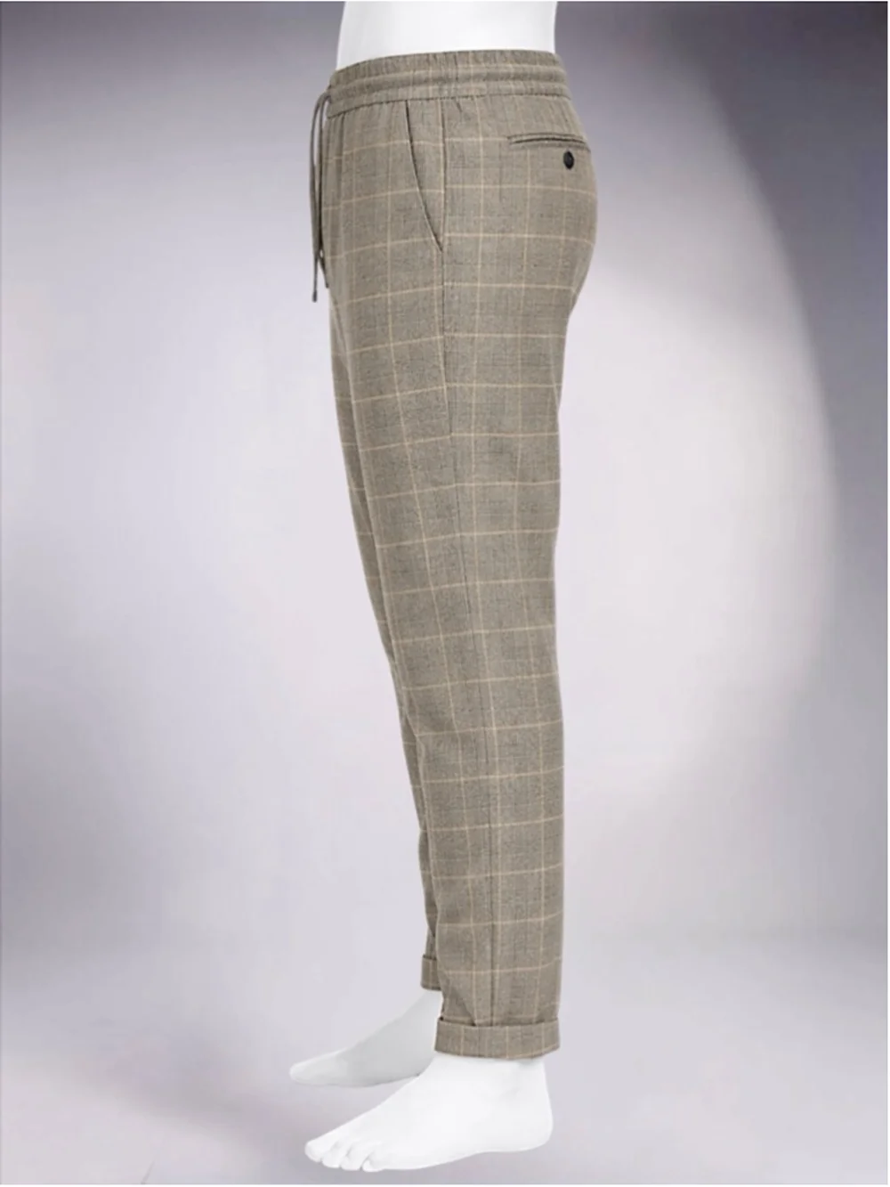 H&M Men’s Slim Fit Plaid Pull-On Pants Cuffed Joggers Size M